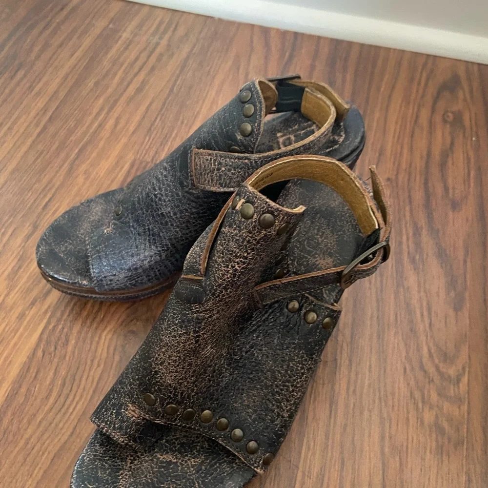 Bed Stu Joann Wood Wedge Distressed Leather - Picture 3 of 8